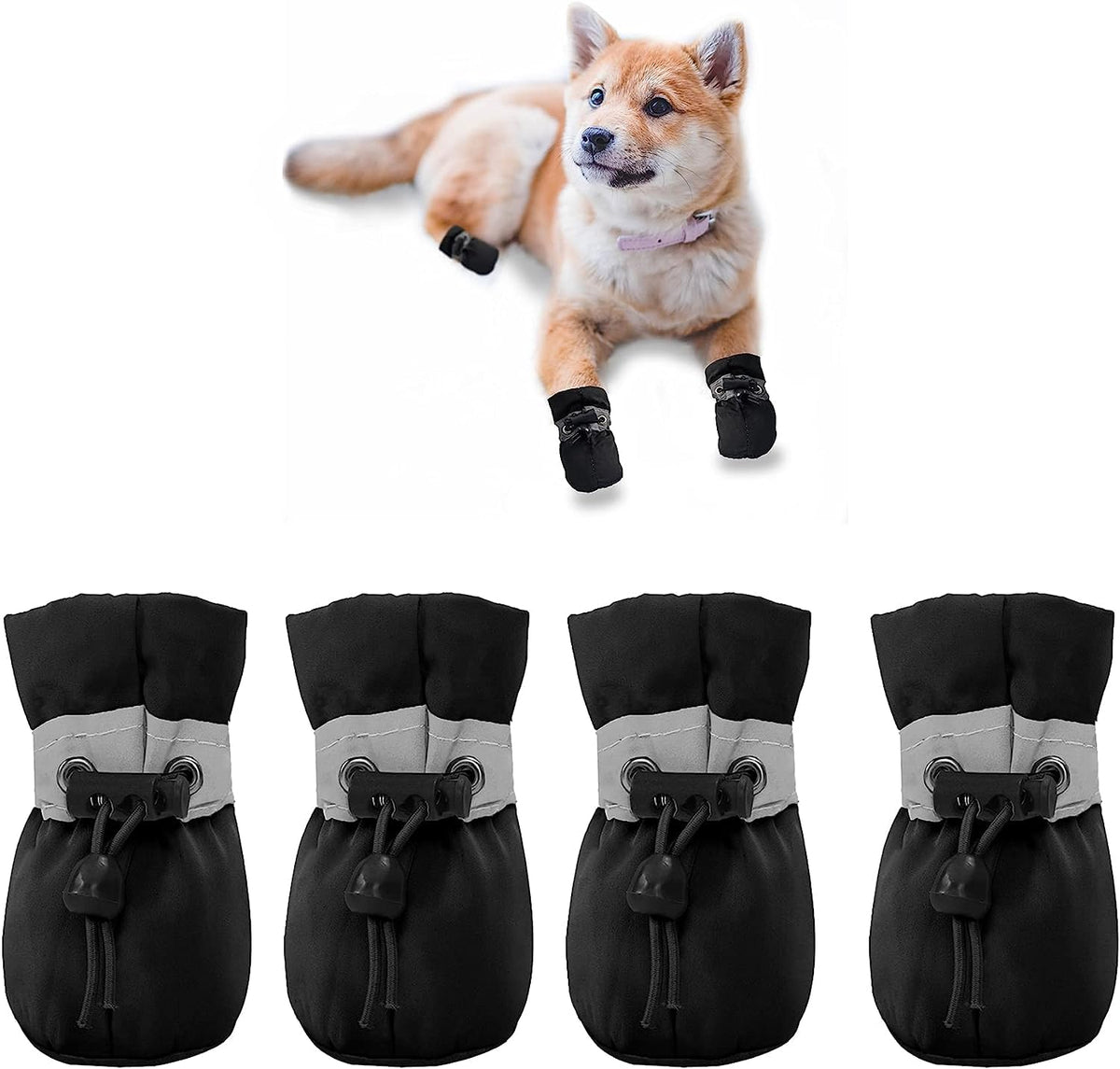 YAODHAOD zapatos para perro tamaño 5, vista frontal para ajuste cómodo y protección de patas.