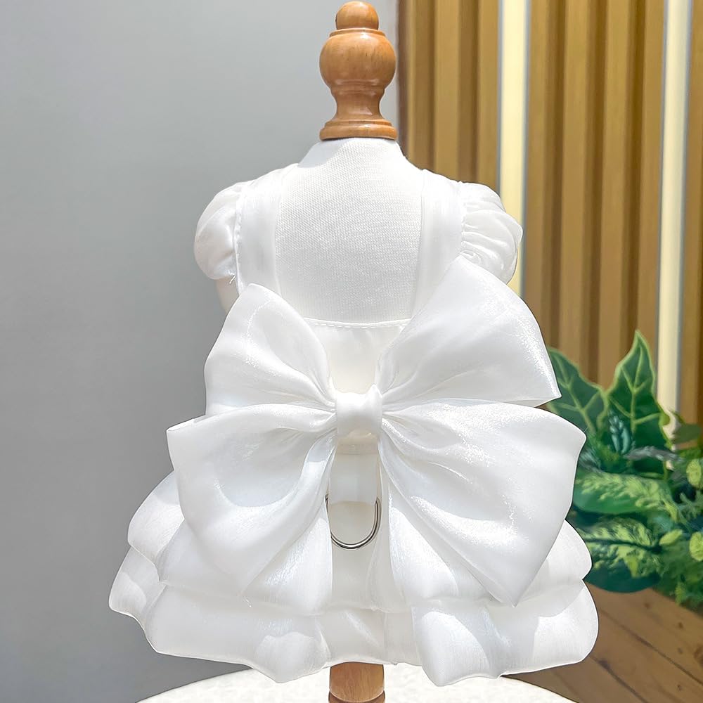 Yaopelky vestido para perro color rosa con lazo elegante para bodas.