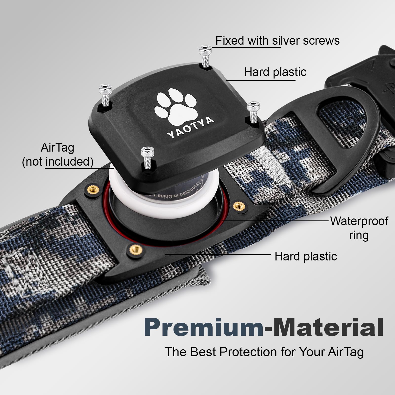 YaoTya asa de control para collar AirTag IP68, mejora manejo en paseos