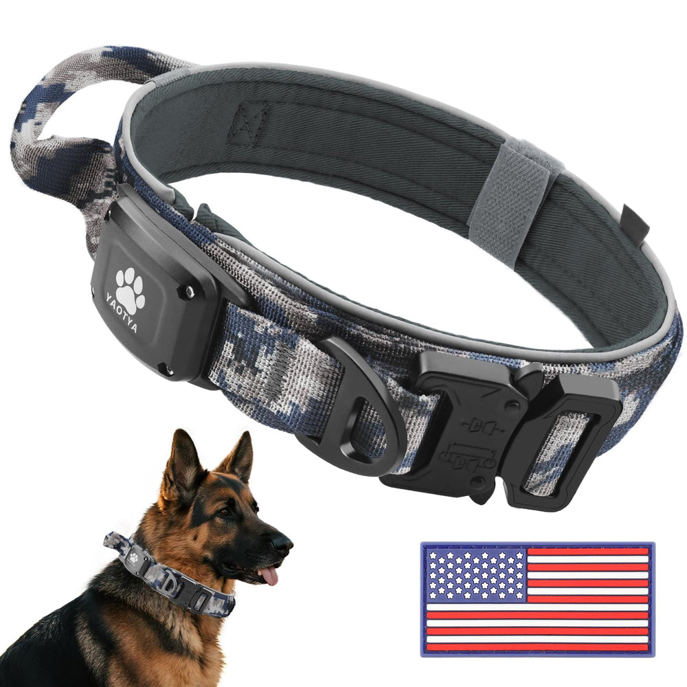 YaoTya collar AirTag IP68 en camuflaje gris para aventuras al aire libre