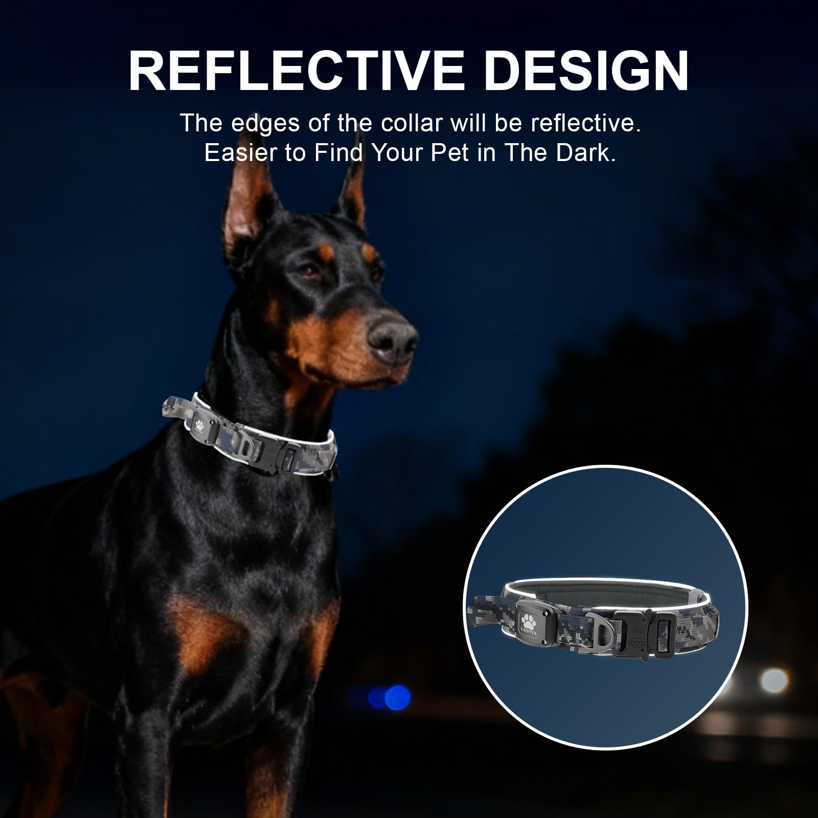 YaoTya nylon 1000D, collar duradero y cómodo para perros grandes