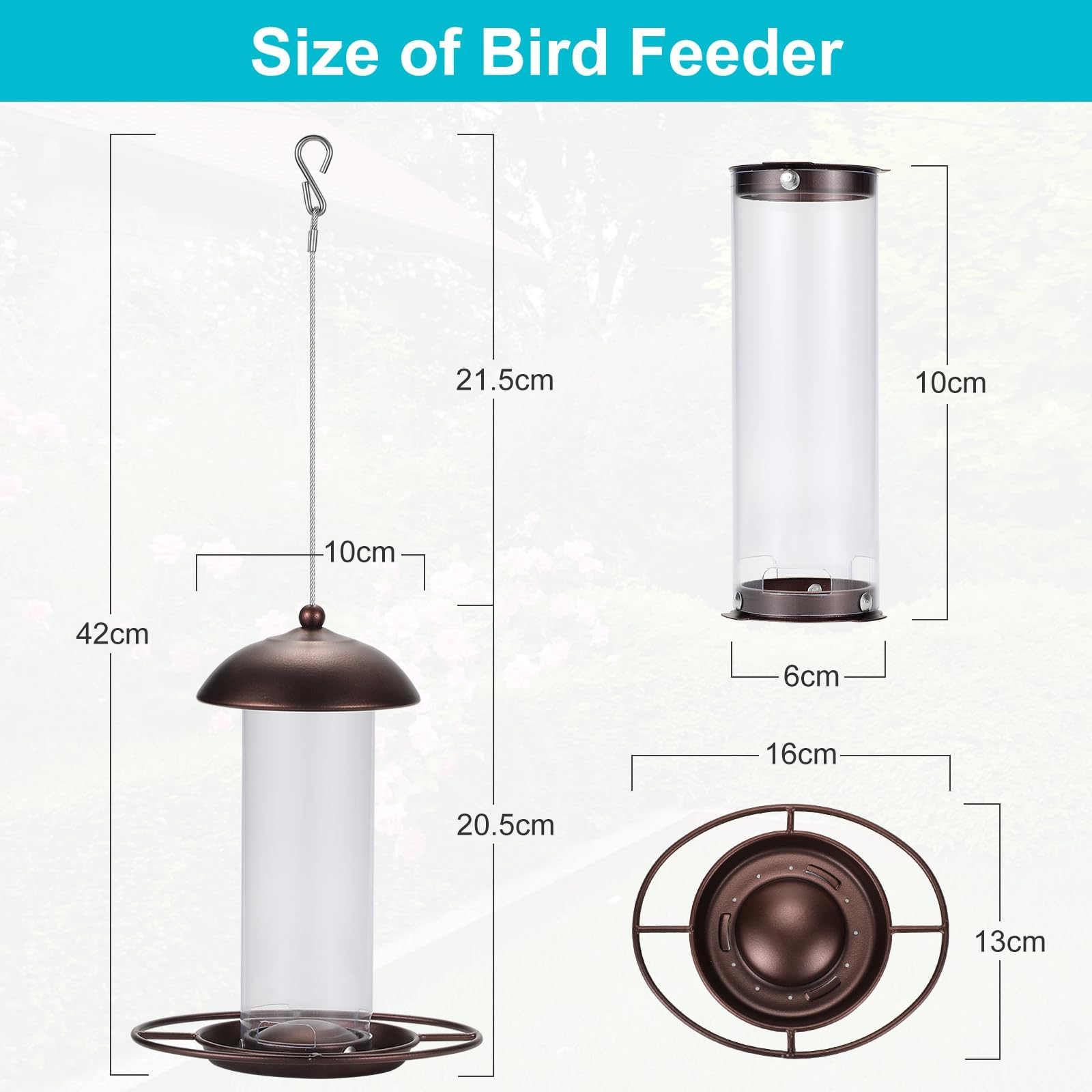 YARDIA comedero de aves con capacidad de 1,6 libras para alimentar varias especies