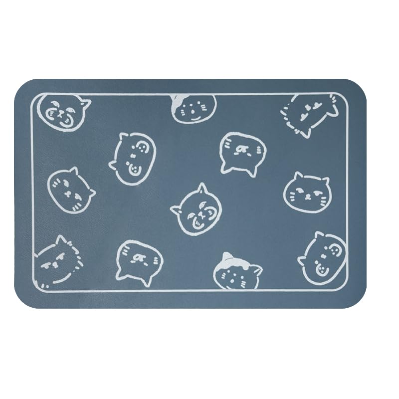 Alfombra de alimento para gatos YCT en azul, evita derrames y facilita la limpieza.