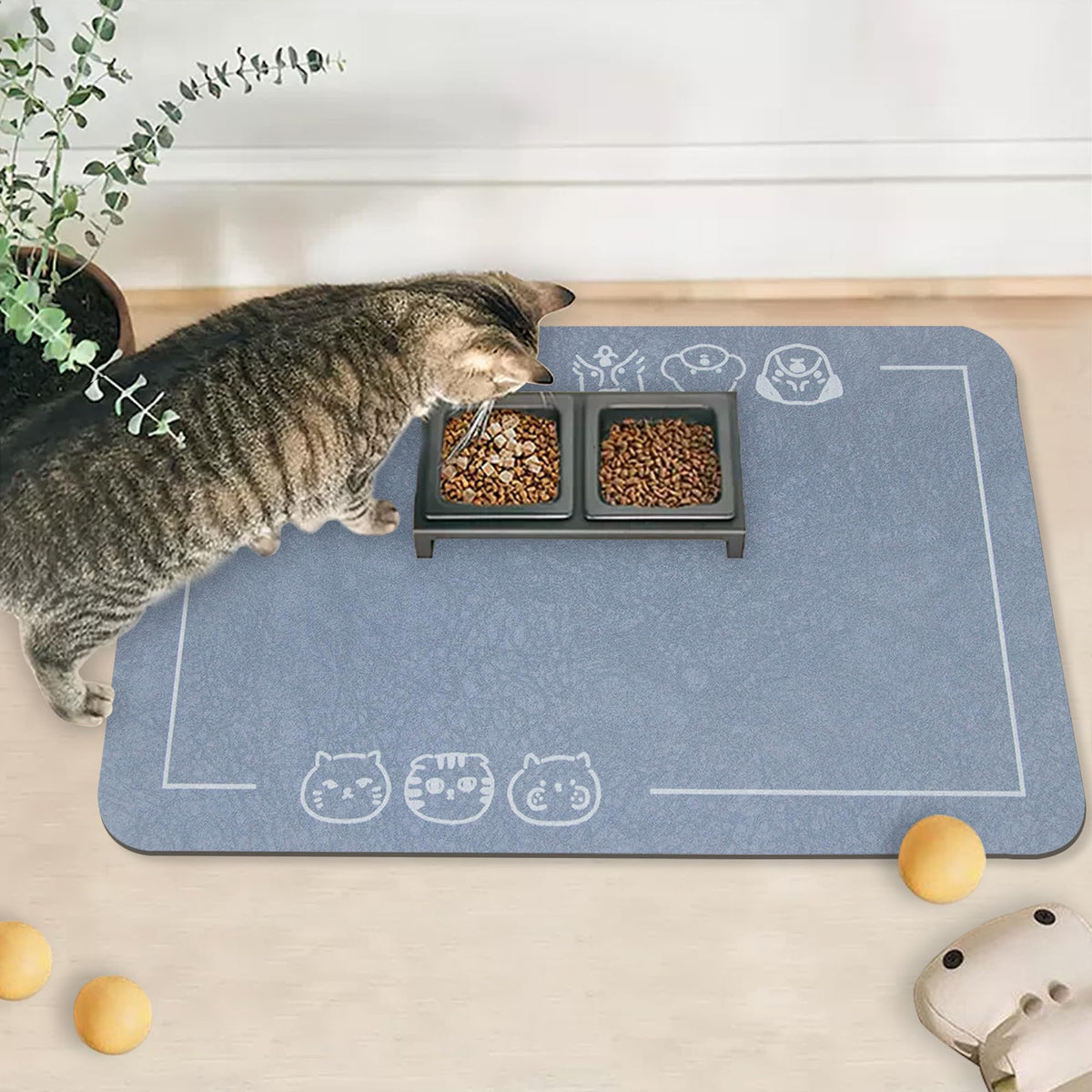 Alfombra YCT antiresbalante para gatos y perros, mantiene estable la comida