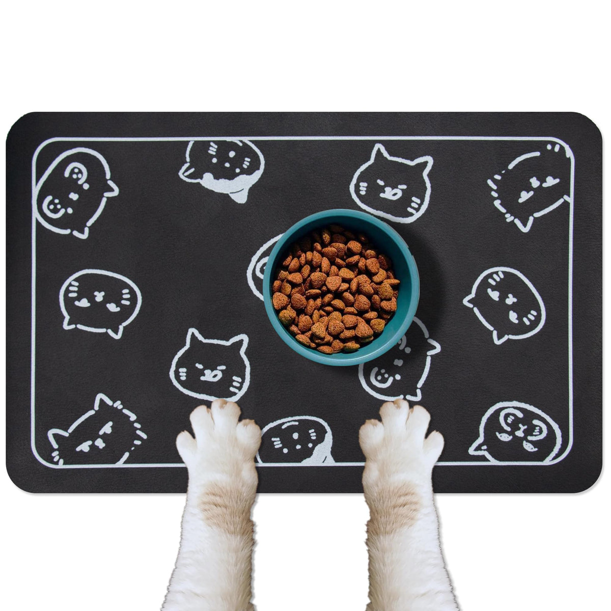 YCT mat para gatos, vista frontal, absorbe derrames y mantiene el suelo seco.
