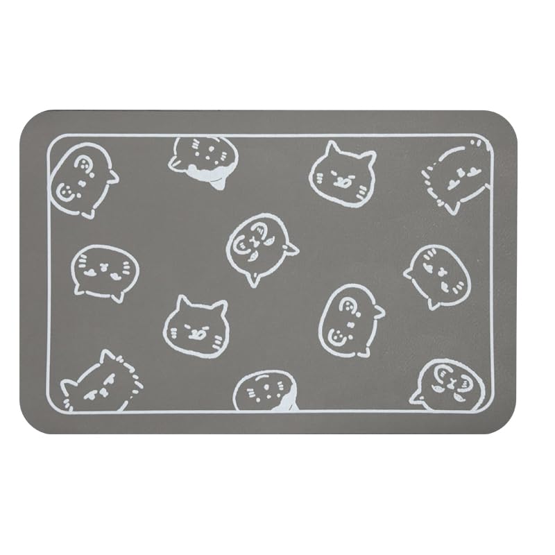 YCT tapete para alimento de gato con logo de cabezas múltiples, absorbe derrames y evita deslizamientos