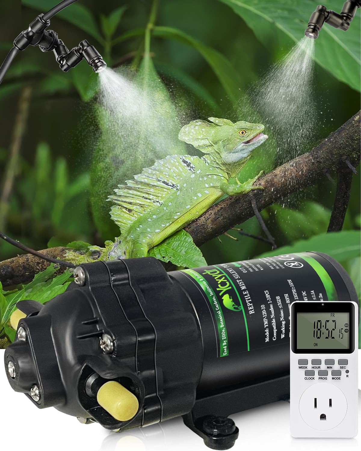 Ycxydr sistema de nebulización automático para reptiles, cobertura total con niebla suave