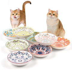 Tazones de cerámica Yeahgo con diseños bohemios para gatos, atractivos y fáciles de usar.