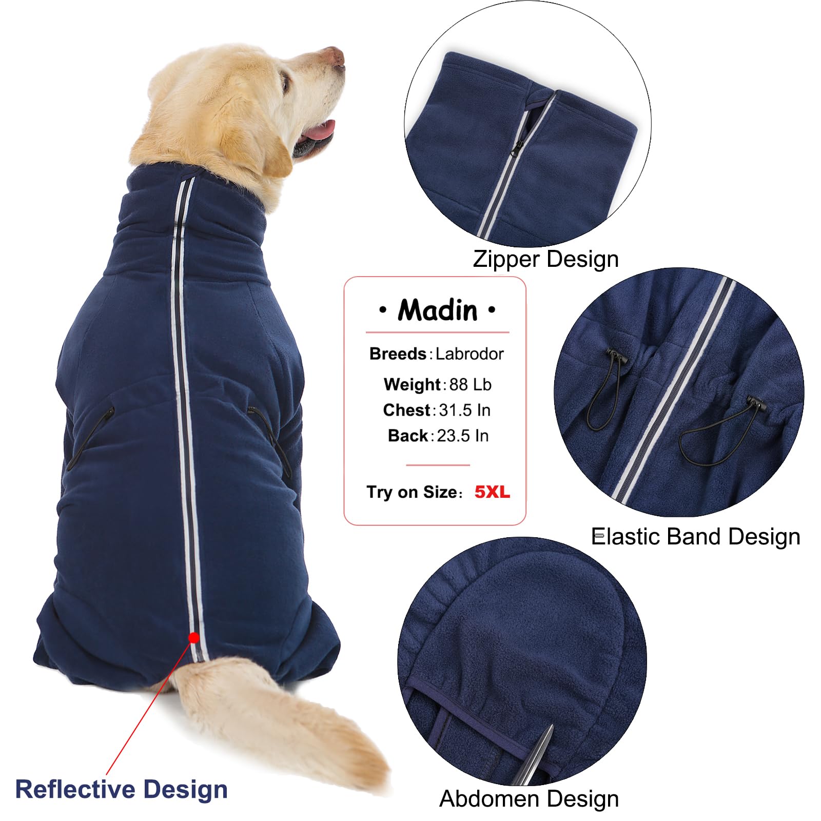 Yeapeeto abrigo invernal para perros, cremallera fácil para vestir y desvestir.