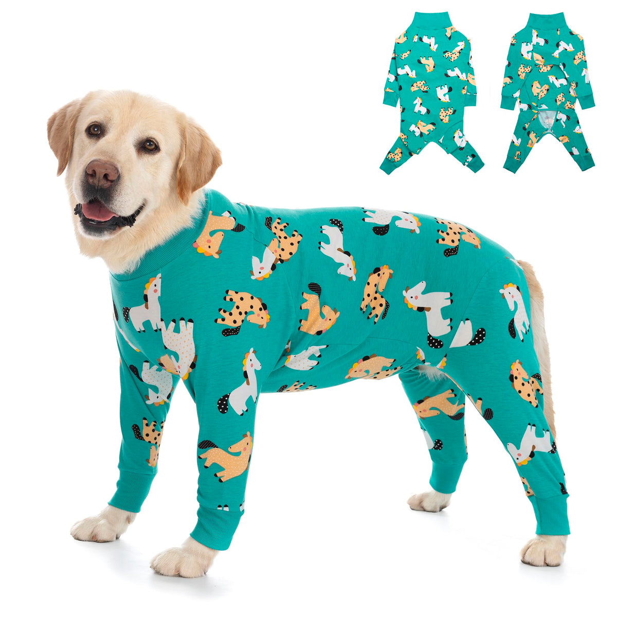 Yeapeeto: traje de recuperación para perro, enfoque: traje verde poní, cómodo y transpirable para uso diario.