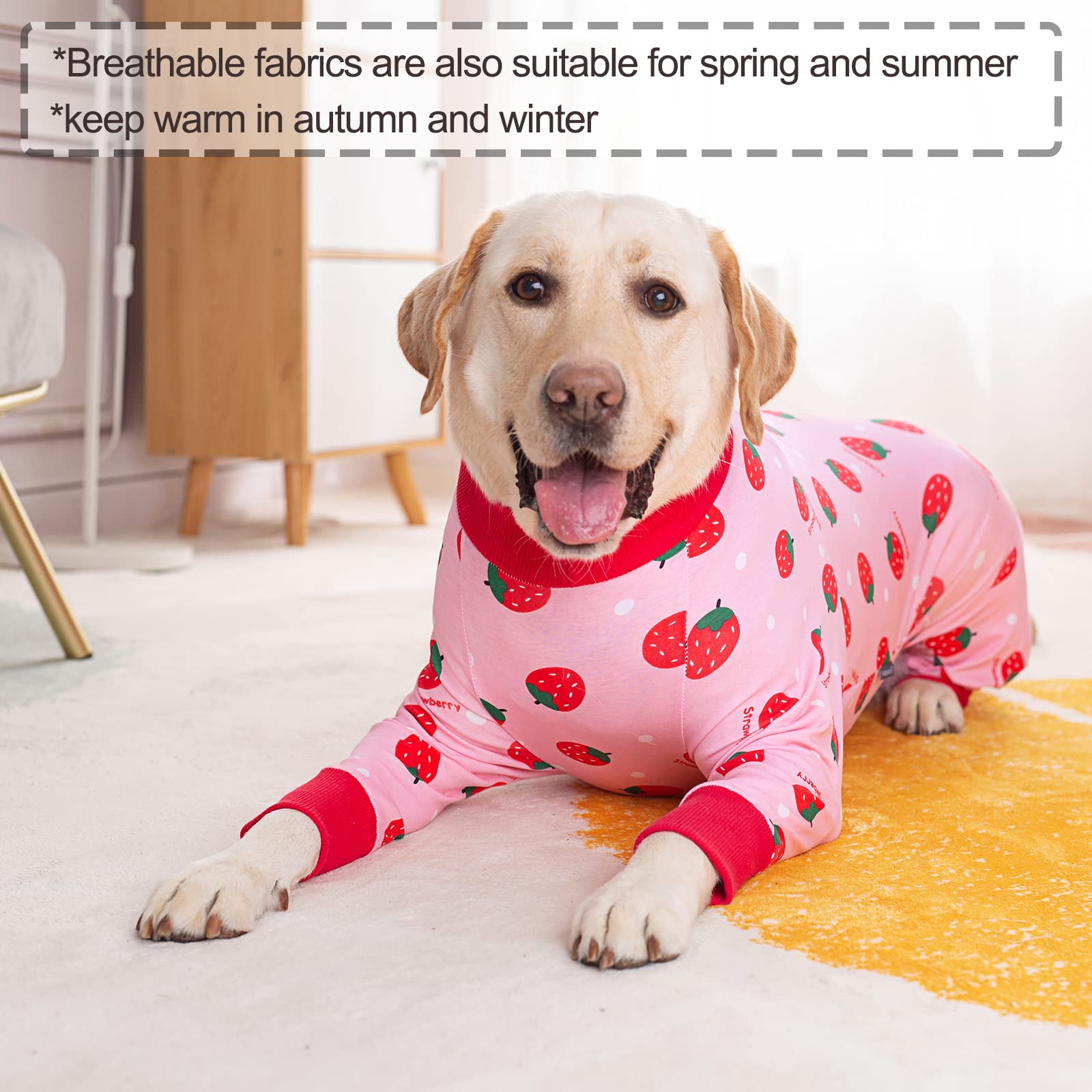 Yeapeeto traje recuperación para perros fresa, lavable a máquina, fácil de limpiar
