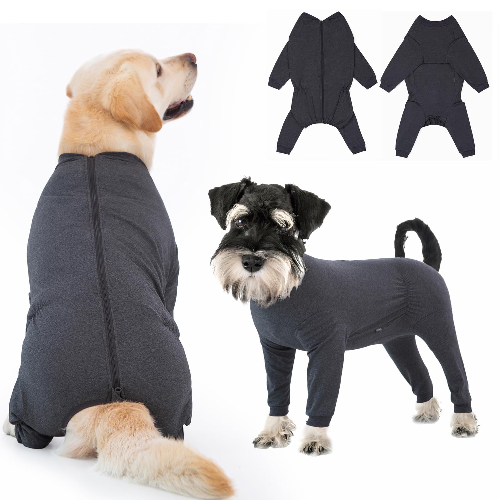 Yeapeeto traje de recuperación para perros XL gris oscuro, comodidad al comer y moverse sin molestias.