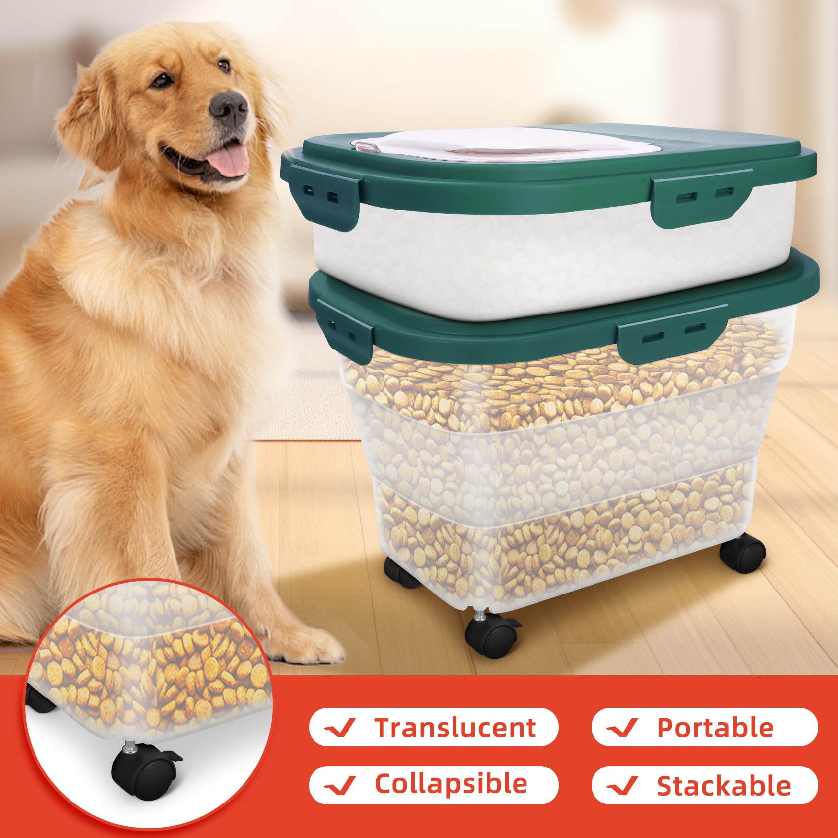 YECERCAN contenedor expandible de alimento para perro, ahorro de espacio.