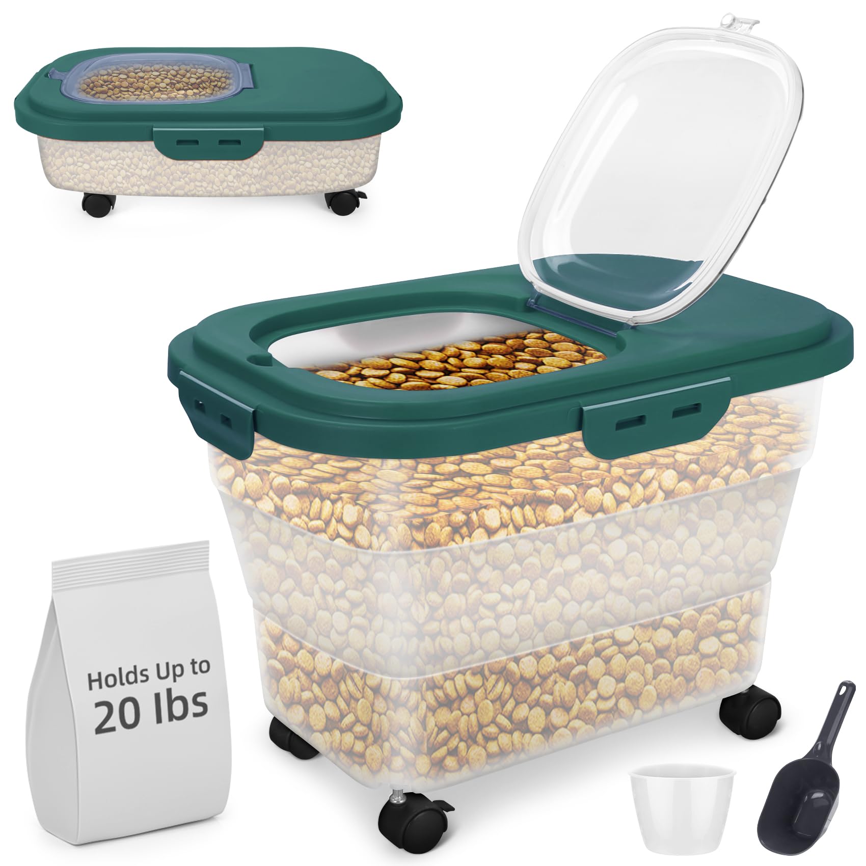 YECERCAN contenedor traslúcido para alimento de perro, permite ver la cantidad restante.