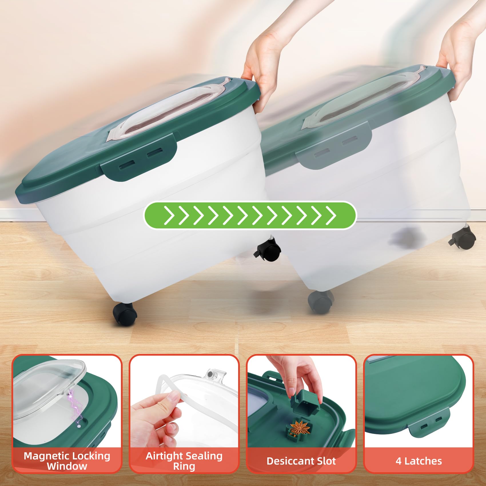 YECERCAN ruedas rodantes para mover el contenedor con facilidad.