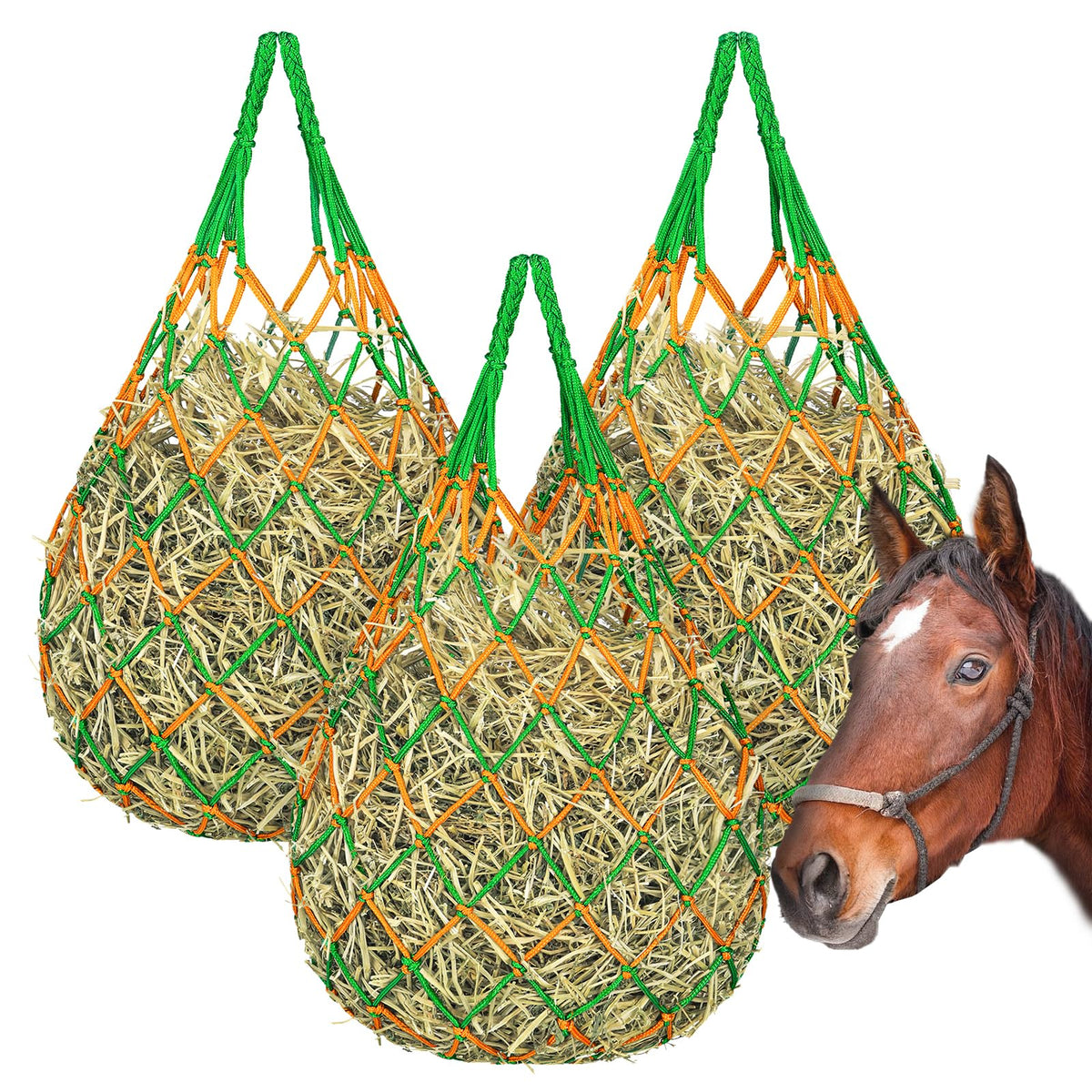 Bolsa de heno YedsIntu para caballos con diseño lento y durabilidad.