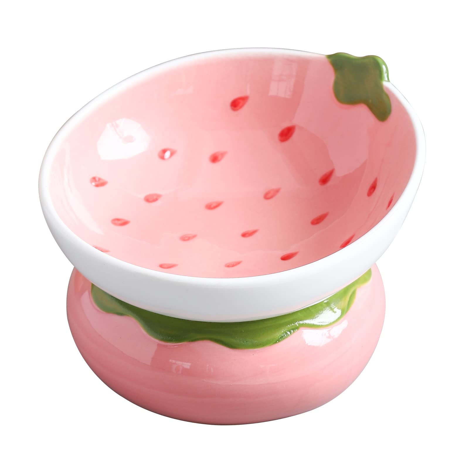 Yeexoxow tazón cerámico alzado con diseño fresa para comidas estables y elegantes.