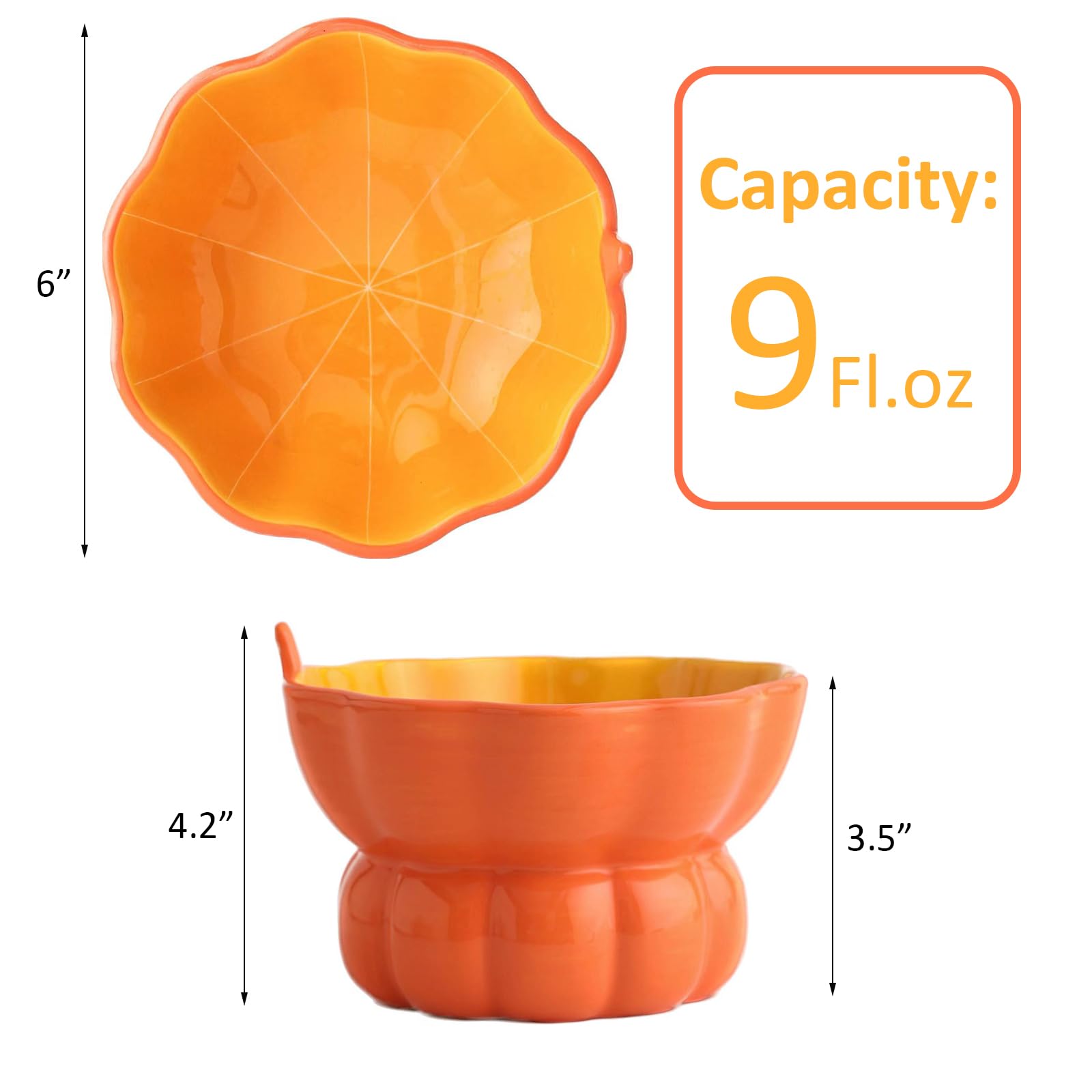 Yeexoxow tazón gato calabaza naranja cerámico, estable y a prueba de vuelcos.