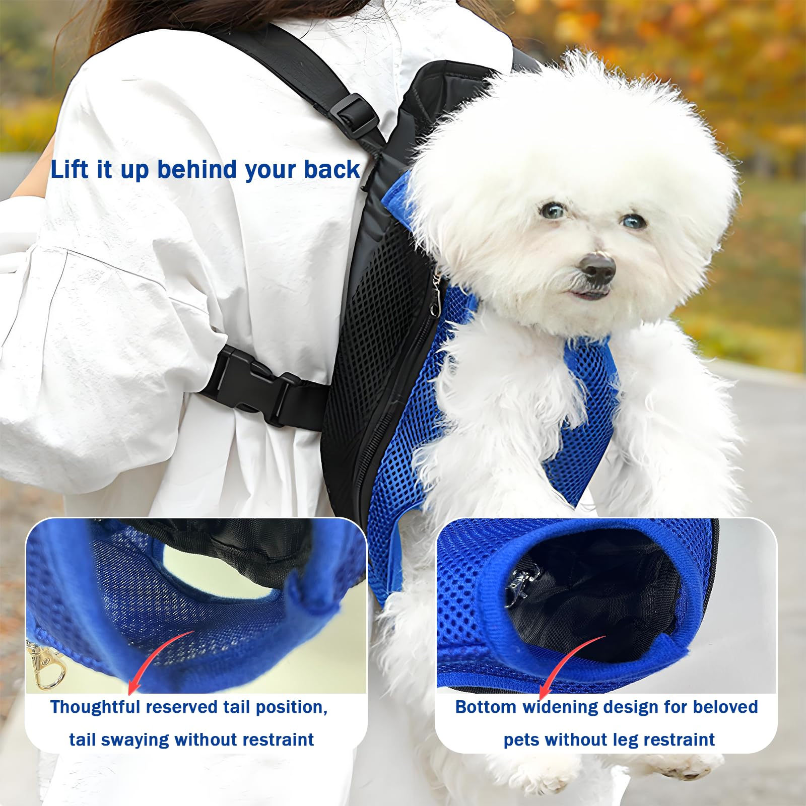 Yehenarn Mochila portadora de mascotas, huecos para patas y cola para libertad de movimiento.