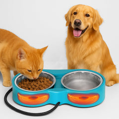 Tazón calefactable YEOLEH de doble tazón para mascotas, ideal para mantener comida y agua templadas.