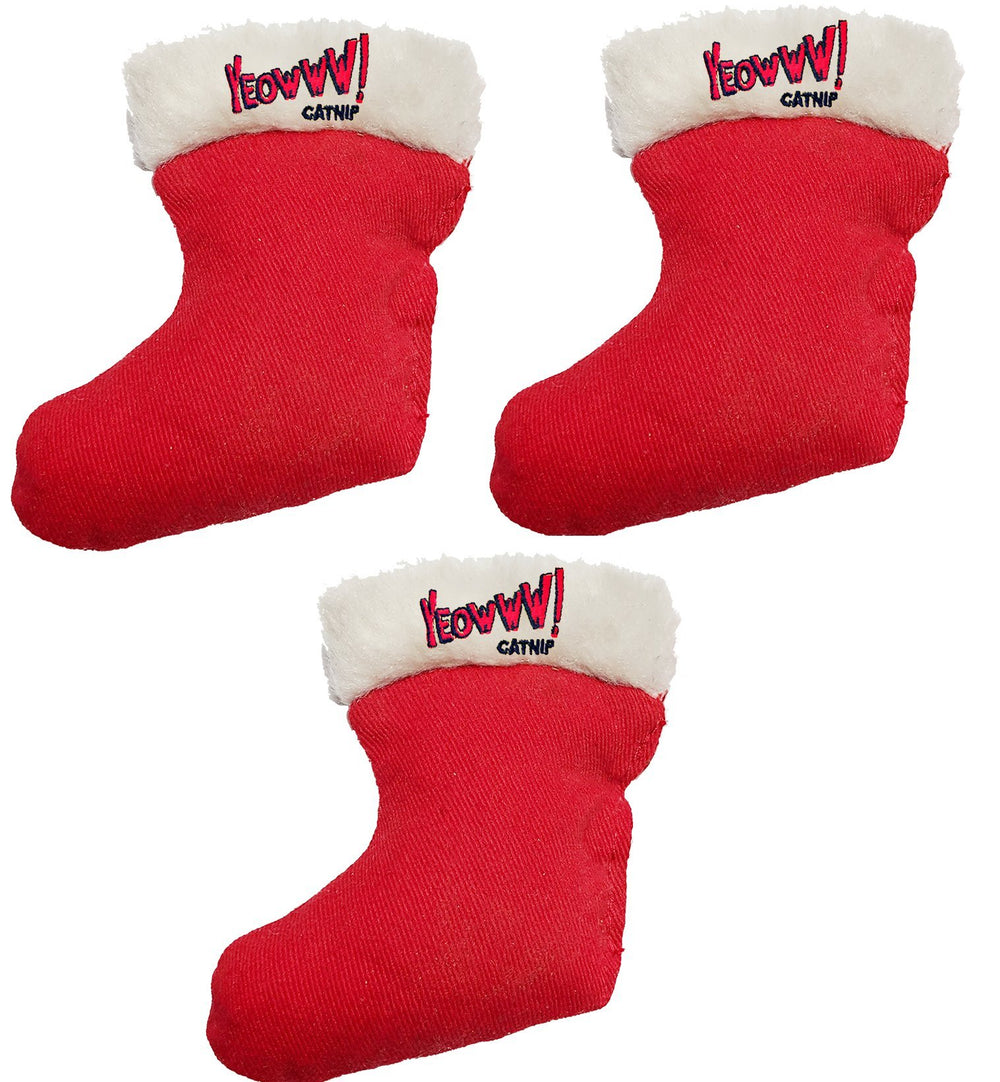 Yeowww! Duckyworld calcetines navideños con hierba gatera, juego festivo para gatos.