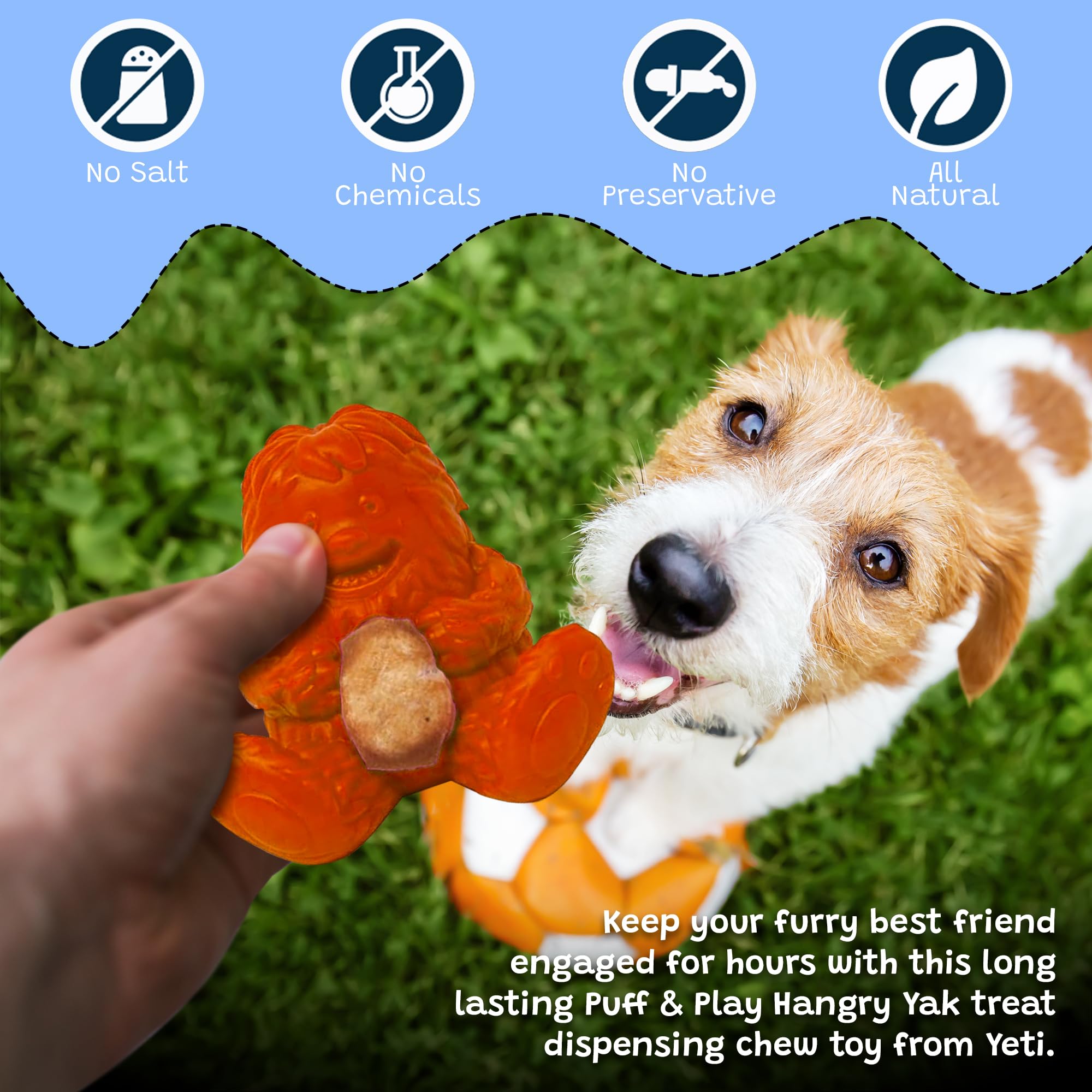 Yeti Dog Chew Puff and Play: versión en color naranja para perros activos y curiosos