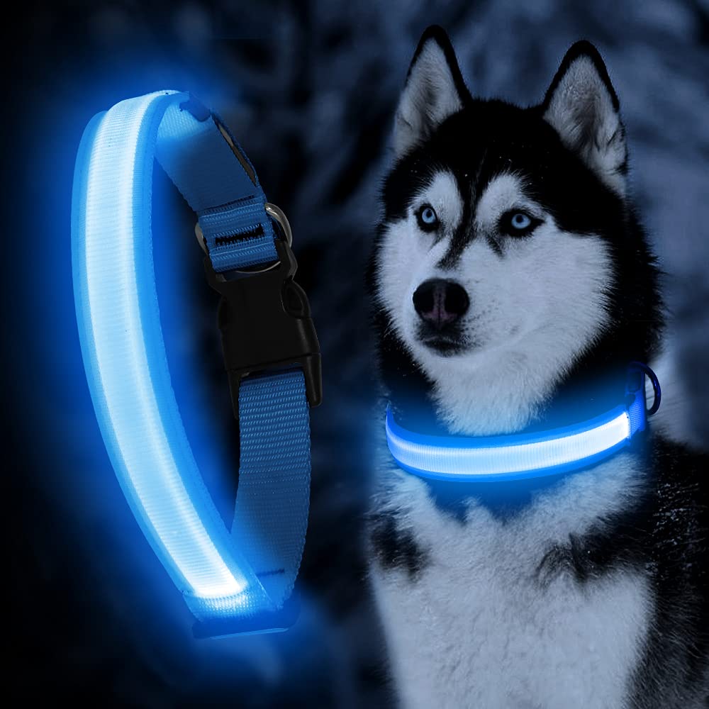 YFbrite collar led, clip rápido de ajuste, perro azul