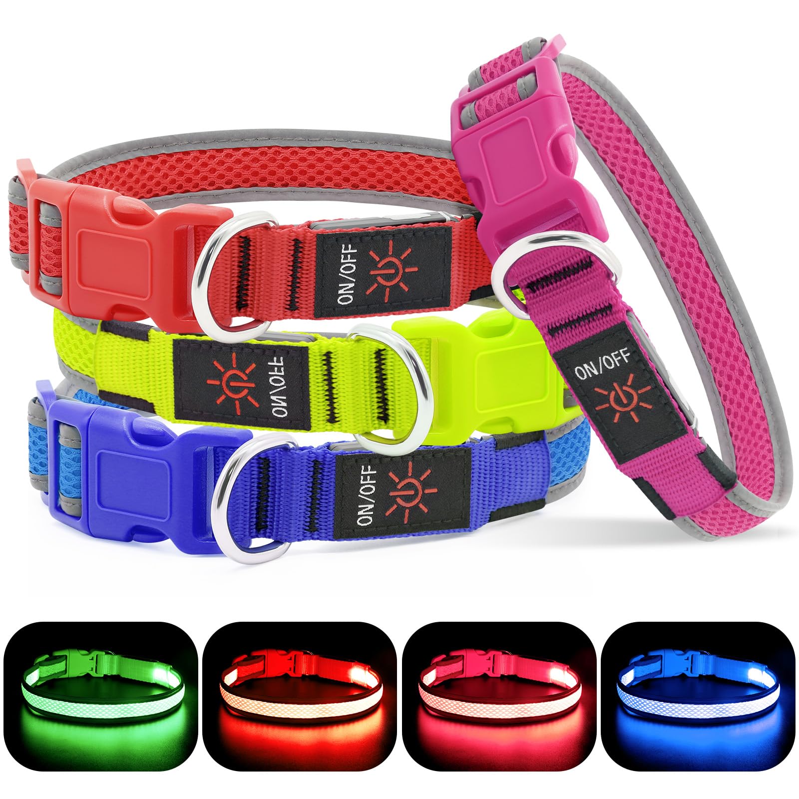 YFbrite collar-luz-perro-rosa-carga-usb se recarga fácilmente para salidas largas.