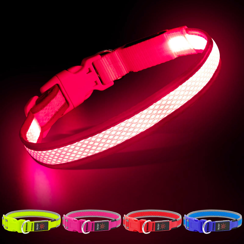 YFbrite collar-luz-perro-rosa-diseño-liviano facilita llevarlo en paseos diarios.