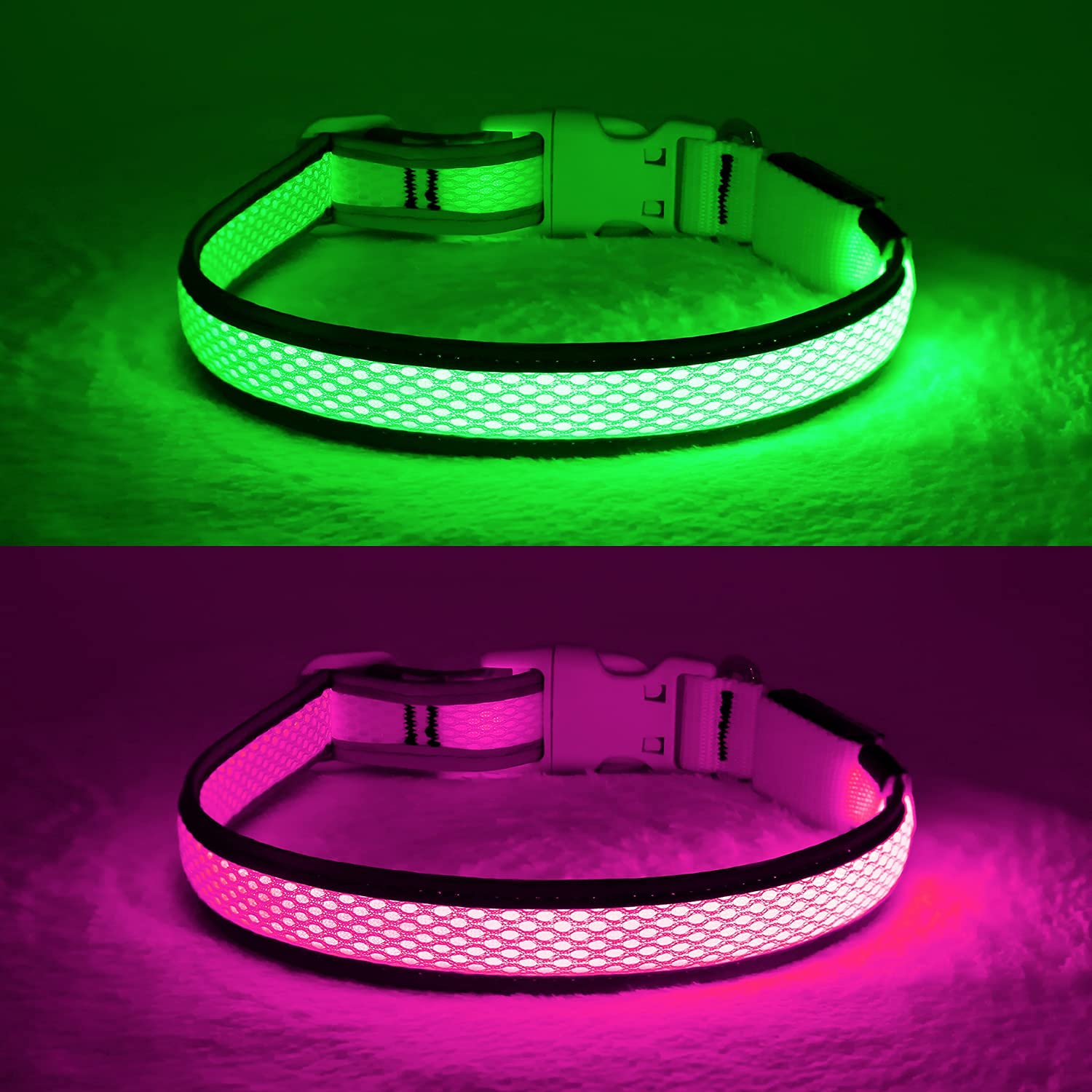 YFbrite collar-luz-perro-rosa-paseos-nocturnos seguros y confortables.