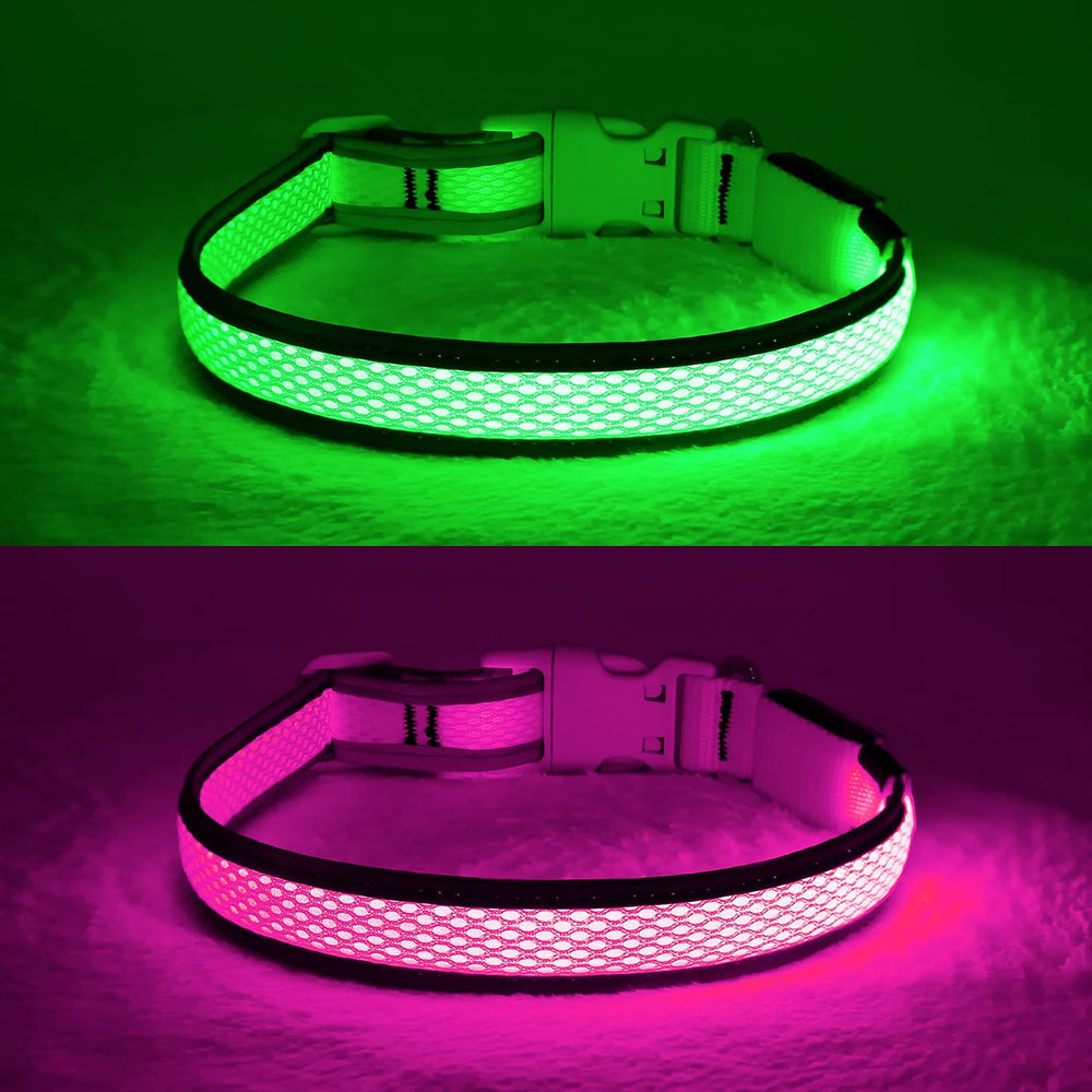 YFbrite collar-luz-perro-rosa-paseos-nocturnos seguros y confortables.