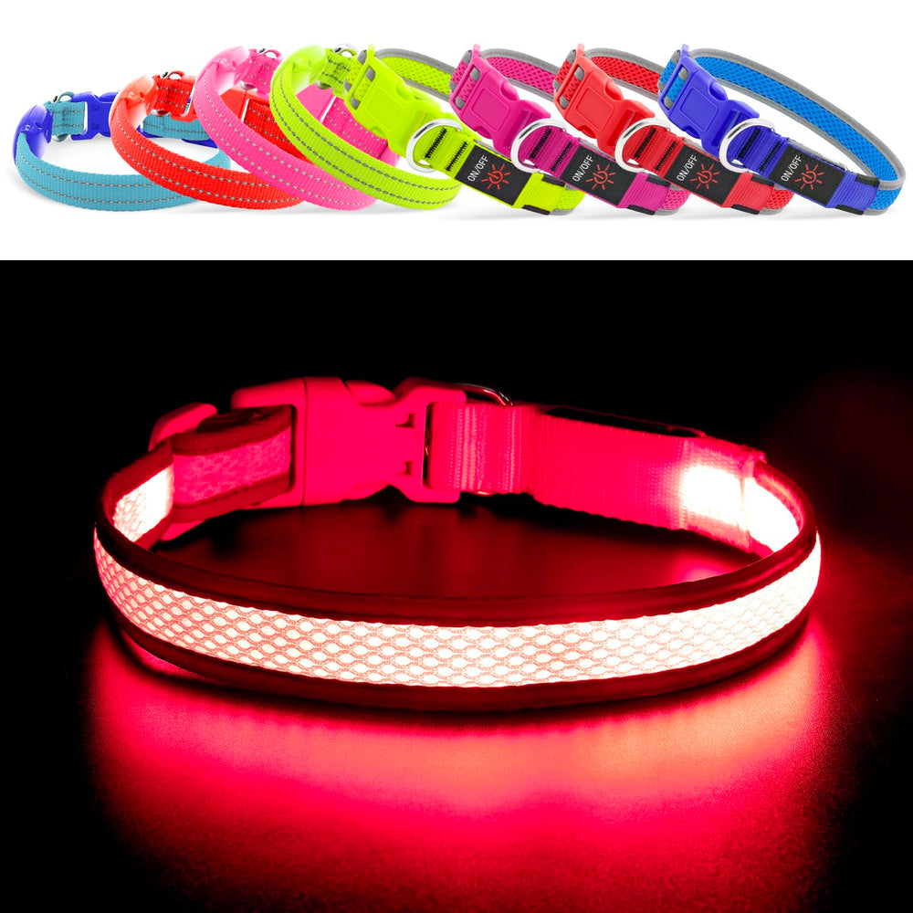 YFbrite collar-luz-perro-rosa-visibilidad-maxima mejora la detección en zonas oscuras.