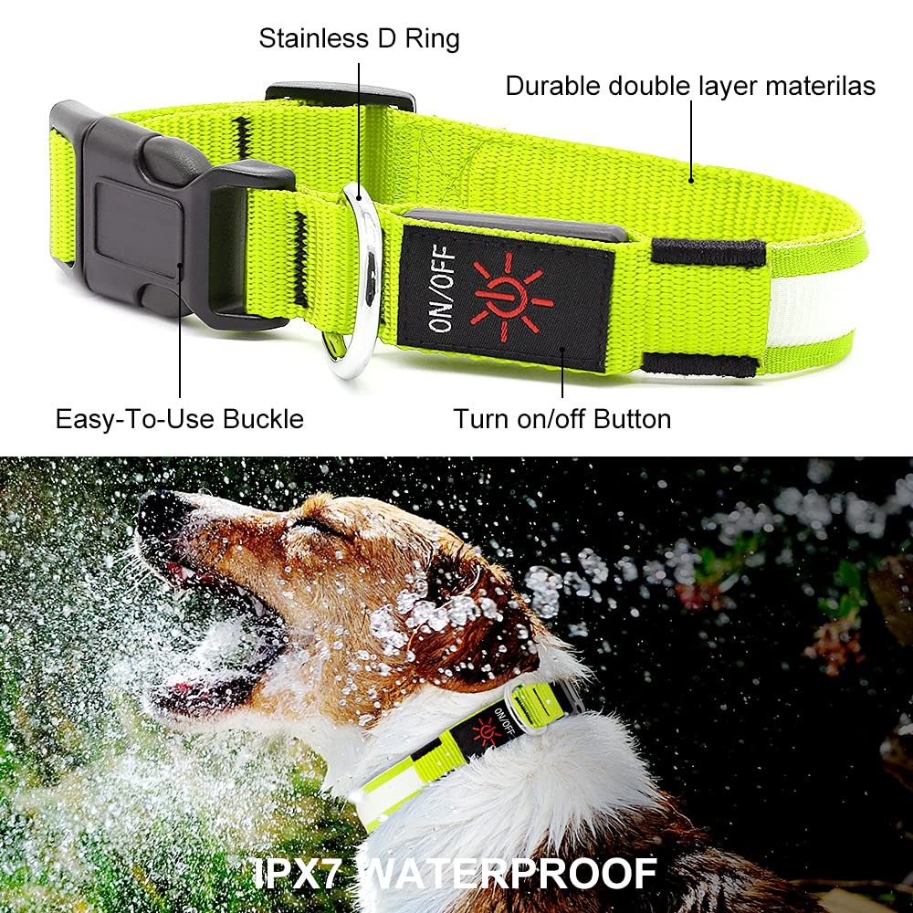 Collar LED recargable YFbrite con carga USB para perros.