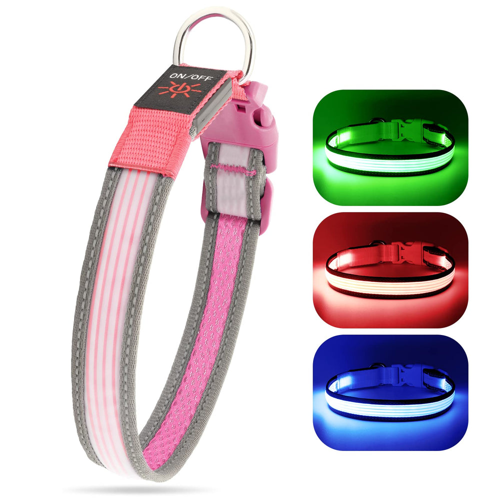 Collar YFbrite vista frontal rosa para identificación rápida.