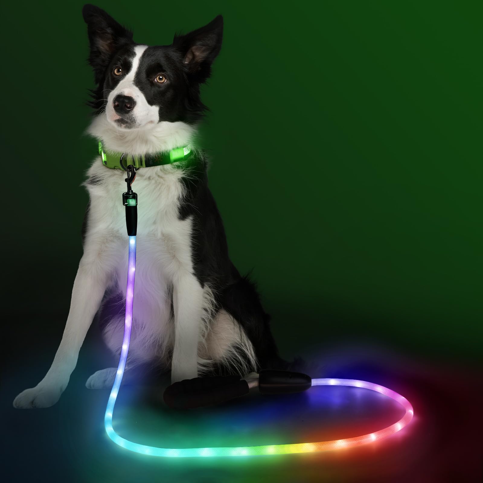 Correa YFbrite LED 4ft con luz ultra frontal para paseos nocturnos.