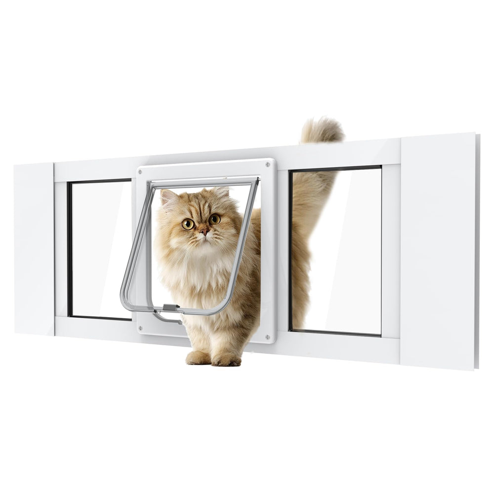 YGNNJY puerta para gato de aluminio en ventana, ajuste 28-32 pulgadas para acceso cómodo.
