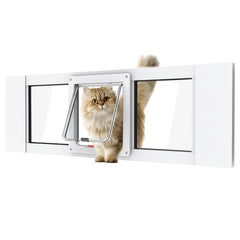 YGNNJY puerta para gatos con ajuste de ventana 32-36 pulgadas, instalación sencilla