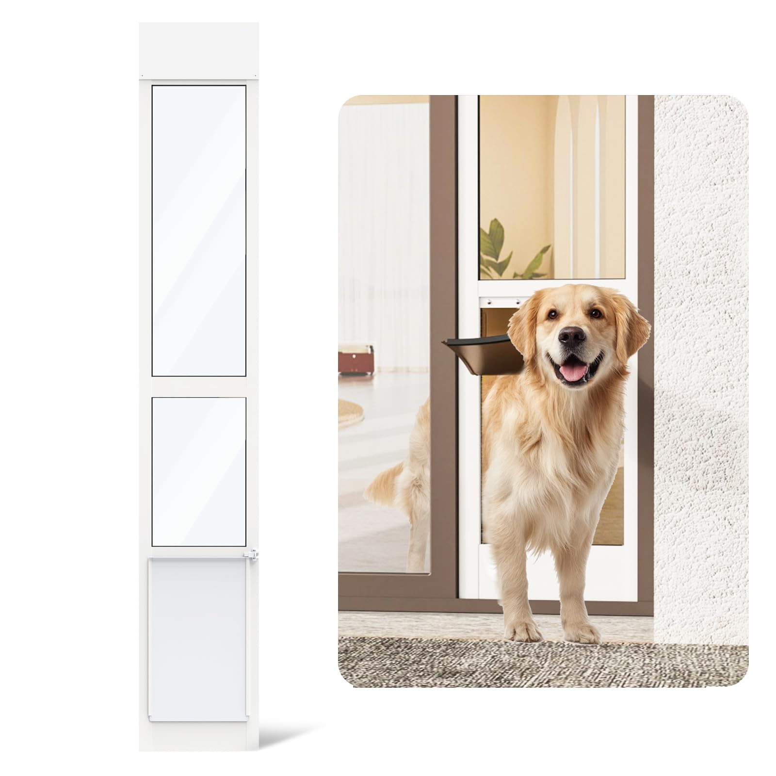 YGNNJY Puerta corredera para perros, paso espacioso para grandes mascotas.
