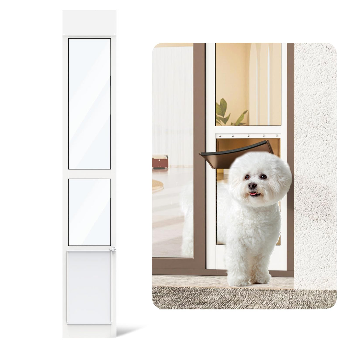 YGNNJY puerta perro deslizante con abertura 8x12,4 pulgadas para mascotas pequeñas.