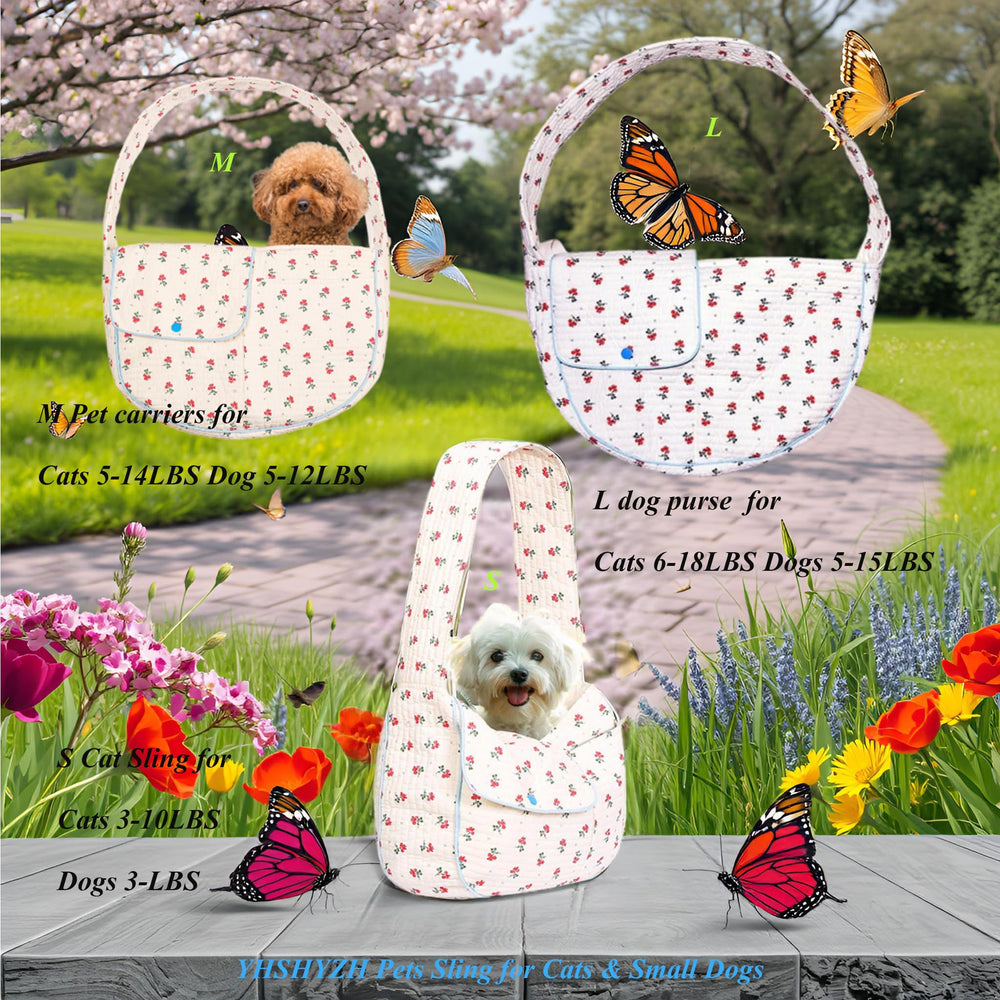 YHSHYZH Floral Sling Portador, cierre seguro, evita que la mascota salte sin aviso.
