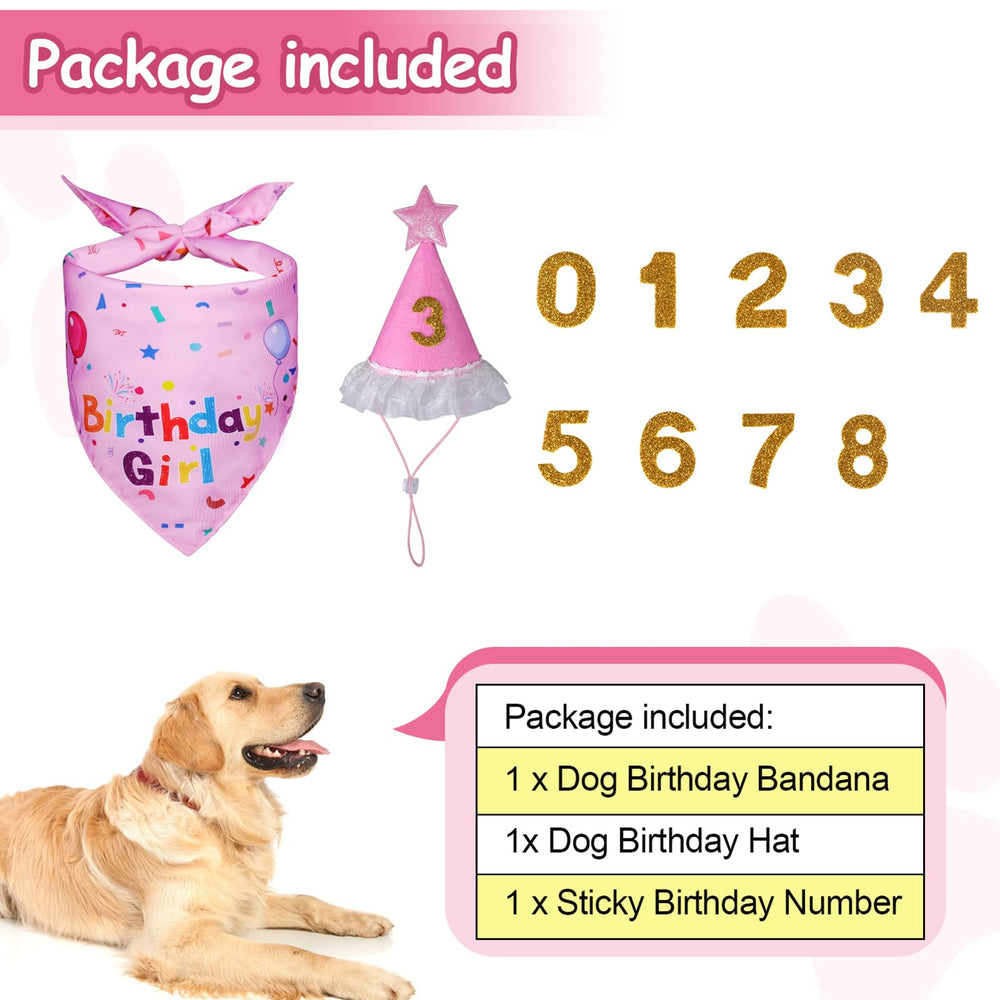 Bandana de cumpleaños para perro rosa, diseño reversible para estilo