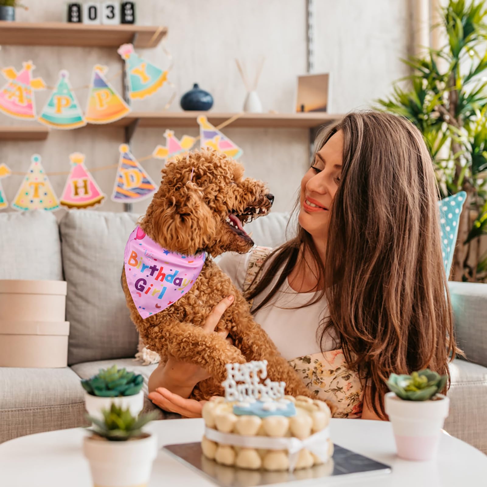 Bandana Yicostar con impresión Cumpleaños, para fotos divertidas.
