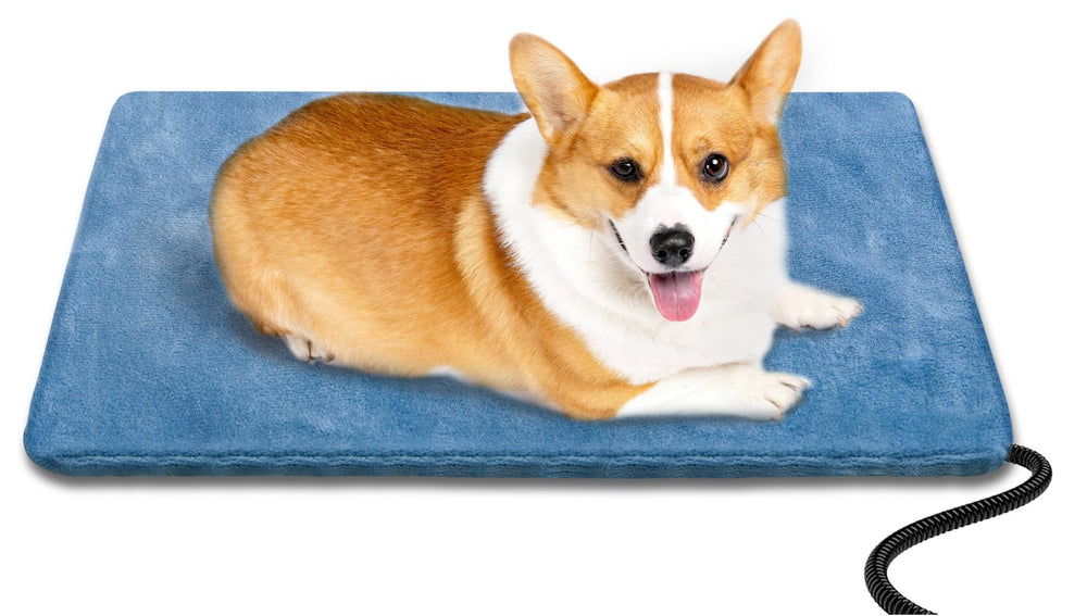 Yicostar almohadilla calefactor para mascotas 18x18 azul, mantiene al animal cómodo y cálido.