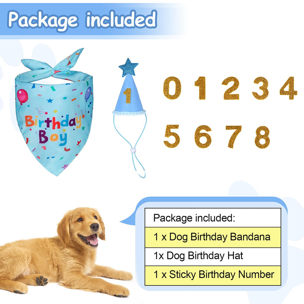 Conjunto de cumpleaños Yicostar para perros, perfecto para vestir en celebraciones y grabar momentos.