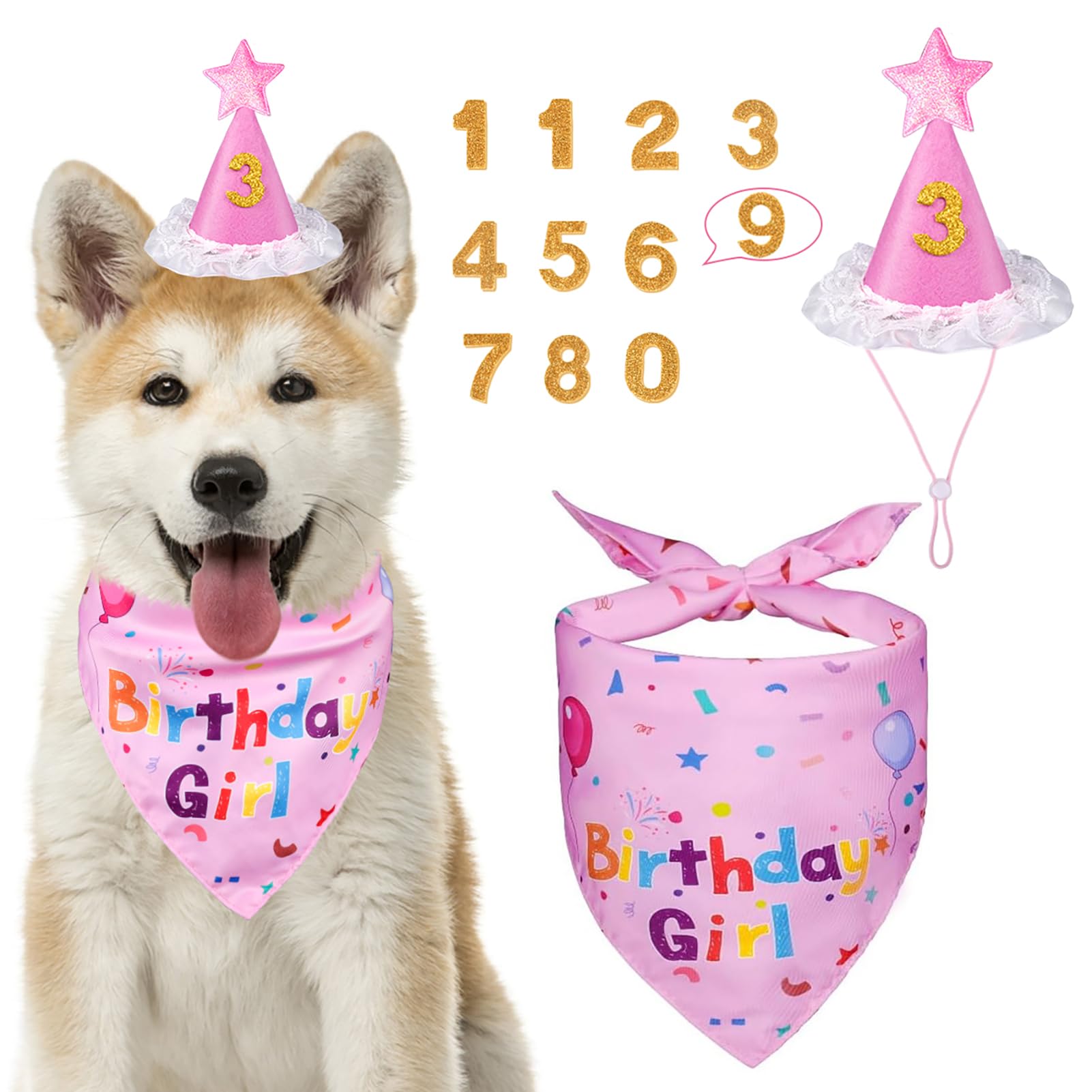 Sombrero de cumpleaños Yicostar para perro con números, perfecto para fotos.