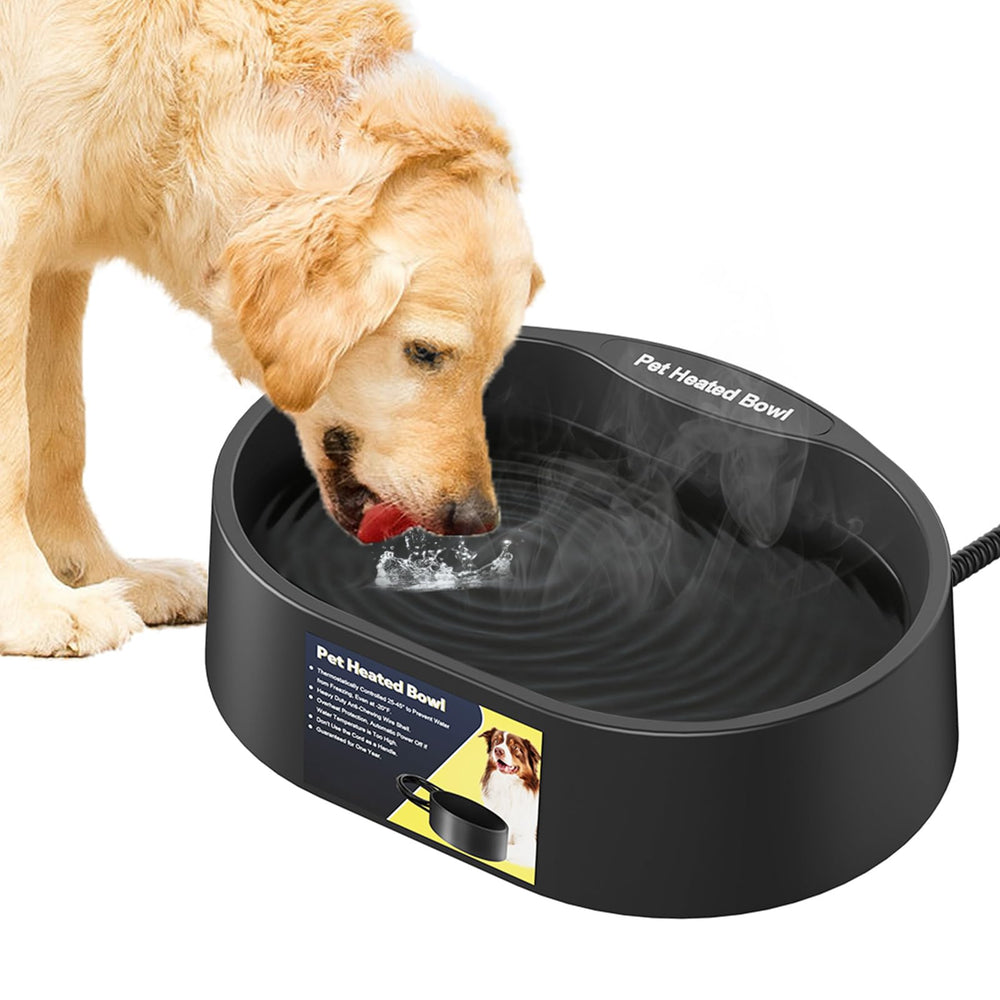 Yicostar tazón agua caliente para perros y gatos en exteriores, mantiene el agua tibia en invierno