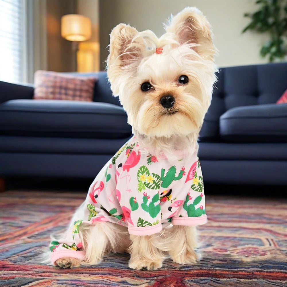 Pijama Yikeyo para perro pequeño, diseño de cuatro patas para libertad de movimiento.
