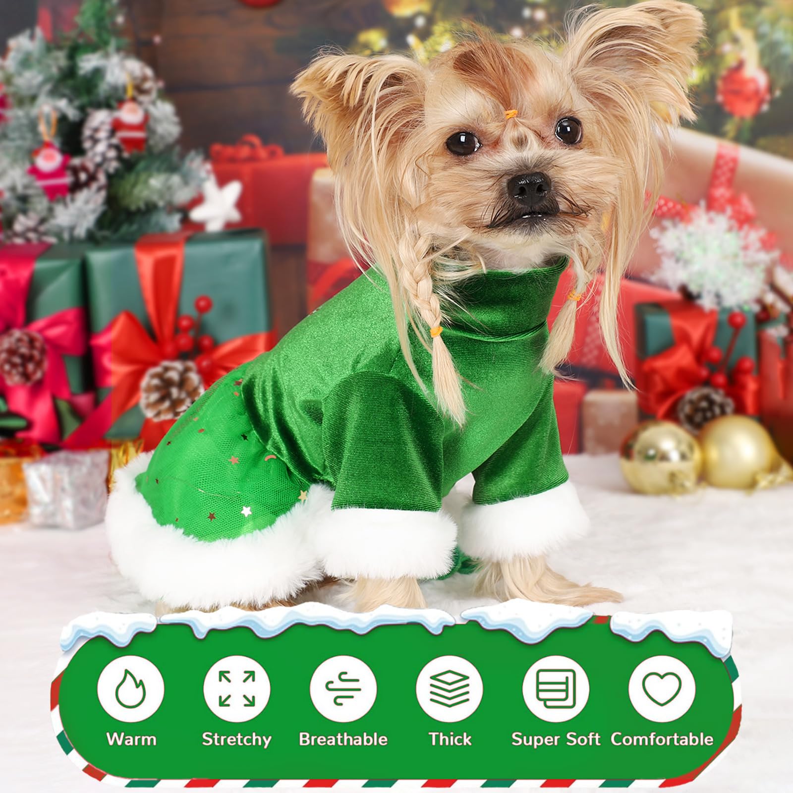 Estilo navideño de Yikeyo para perro pequeño con luces.
