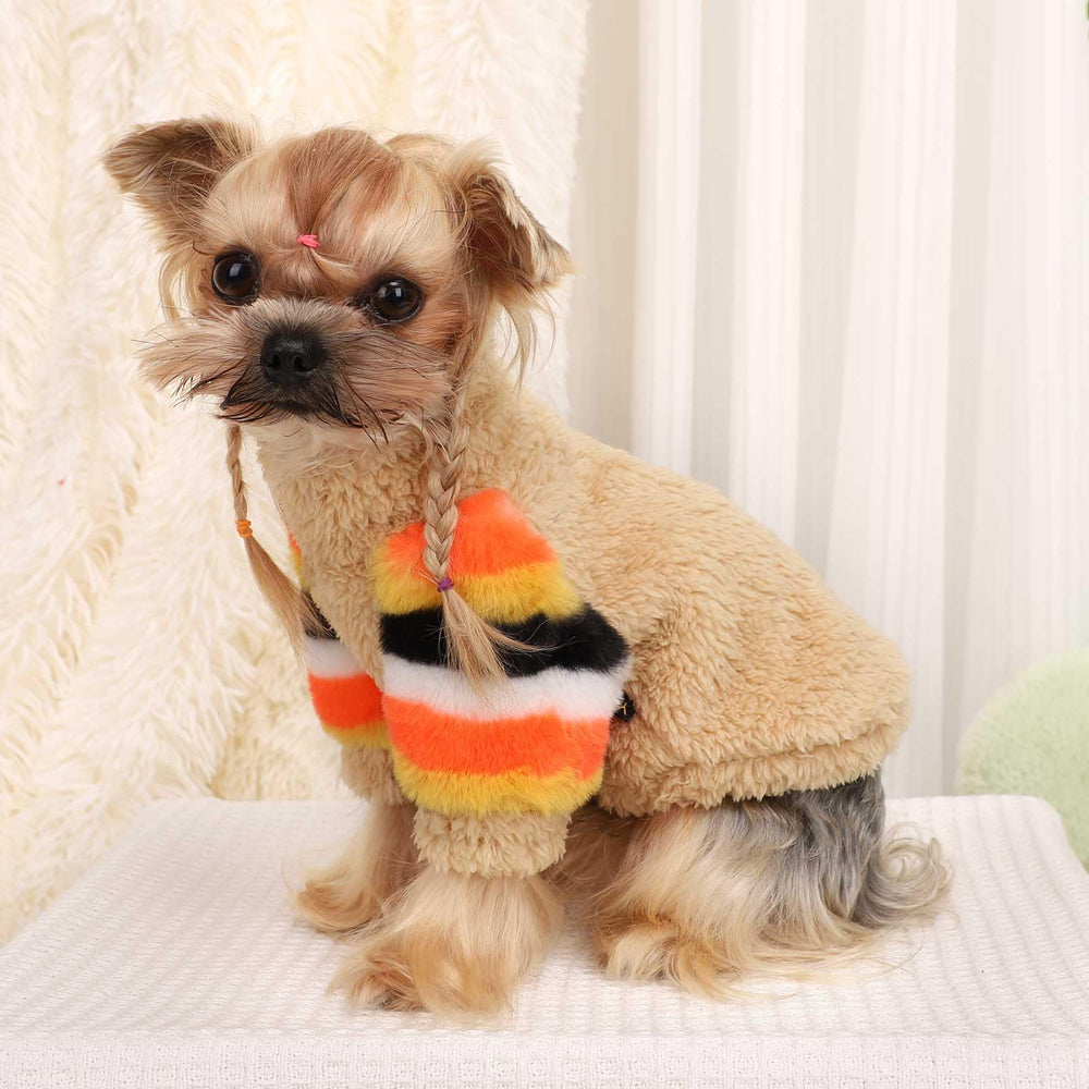 Yikeyo sudadera para perros pequeños, textura doble de peluche, aporta calidez suave.