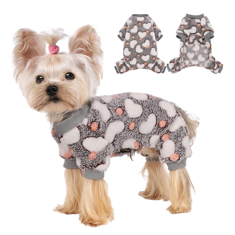 Yikeyo suéter para perro pequeño, frente gris, confort suave para paseos diarios.